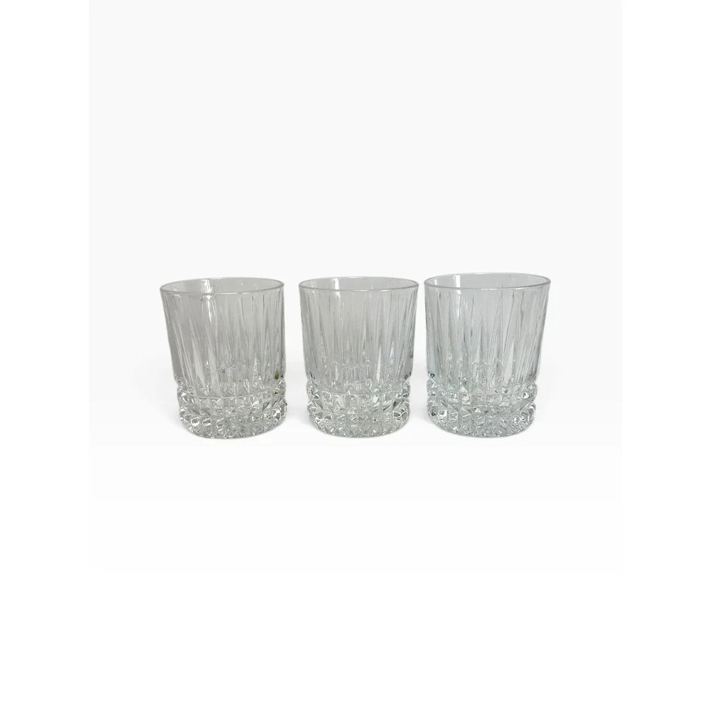 Set of 3  Fostoria Heritage Double Old Fashioned Glasses Clear Crystal